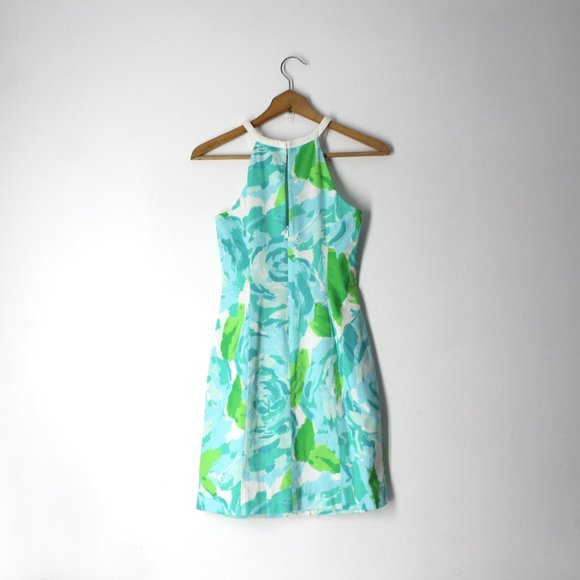 Lilly Pulitzer 00 Pearl Shift Dress in Poolside Blue Floral Lace Appliqués 2XS - Picture 2 of 10
